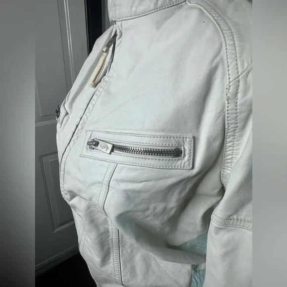 Vintage Diesel White Leather Zip-Up Jacket - Picture 10 of 17